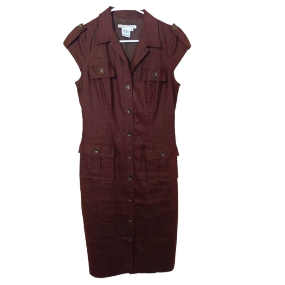 Vintage Maggy London linen Safari Utility dress. Size 8